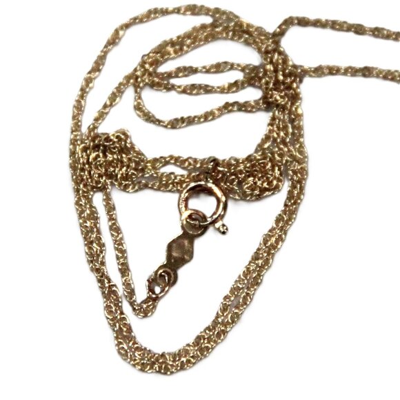 14kt GOLD CHAIN WITH ANGELSKIN CORAL FLOWER PENDANT - Picture 3 of 5